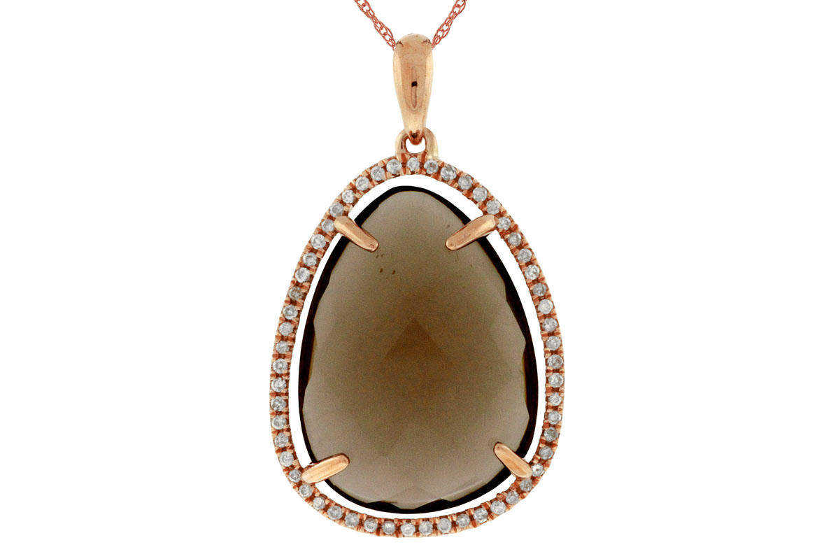 SMOKY QUARTZ & DIAMOND PENDANT