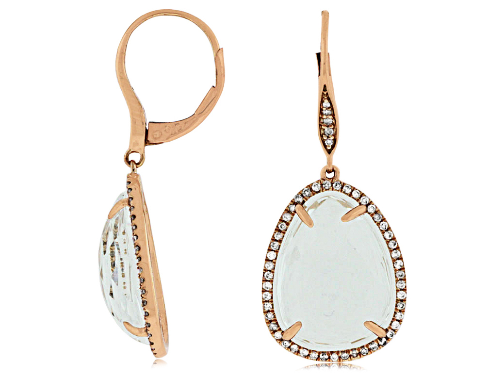 WHITE TOPAZ & DIAMOND EARRING