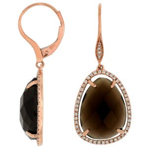 SMOKY QUARTZ & DIAMOND EARRING