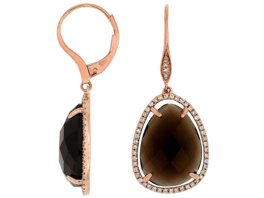 SMOKY QUARTZ & DIAMOND EARRING