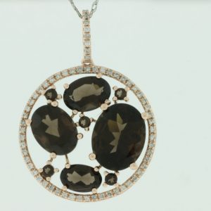 SMOKY QUARTZ & DIAMOND PENDANT