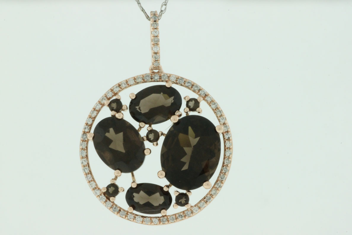 SMOKY QUARTZ & DIAMOND PENDANT