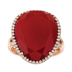 DIAMOND & RED AGATE RING