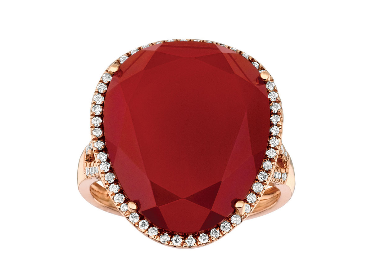 DIAMOND & RED AGATE RING