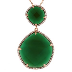 DIAMOND & GREEN AGATE PENDANT