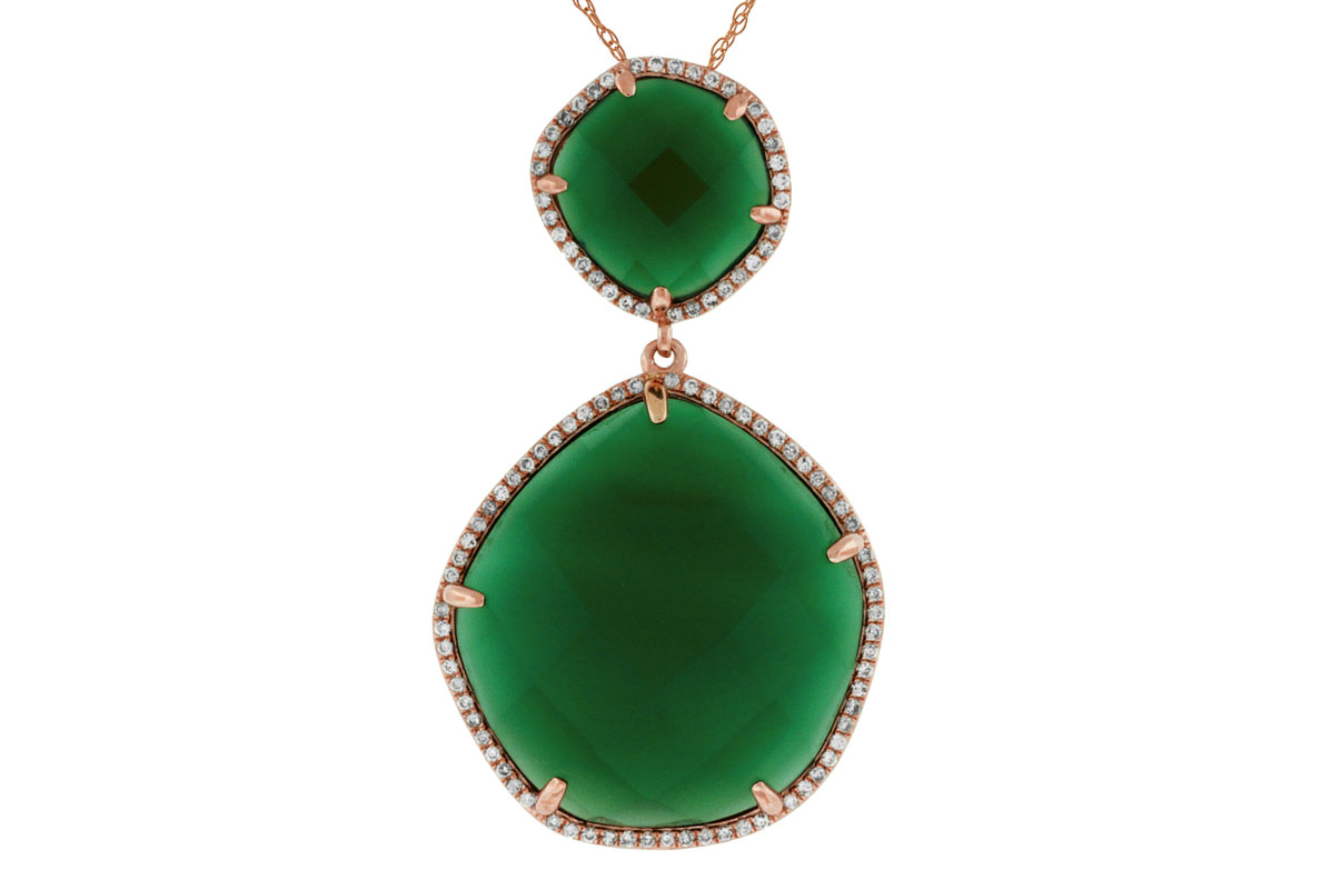DIAMOND & GREEN AGATE PENDANT