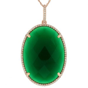 DIAMOND & GREEN AGATE PENDANT