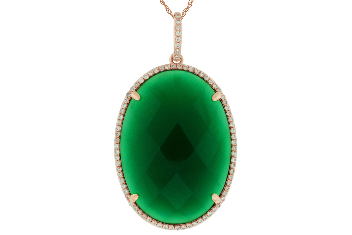 DIAMOND & GREEN AGATE PENDANT