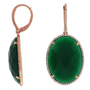 DIAMOND & GREEN AGATE EARRING