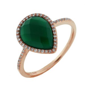 DIAMOND & GREEN AGATE RING