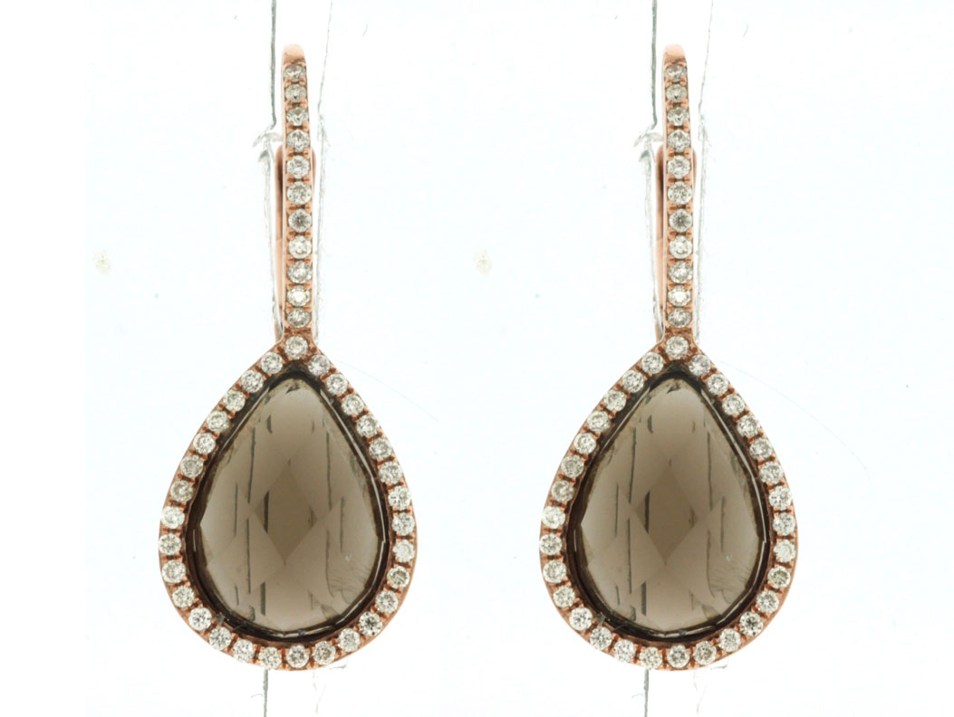 SMOKY QUARTZ & DIAMOND EARRING