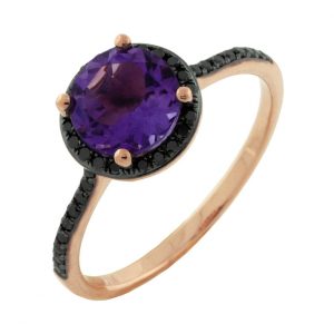 BLACK DIAMOND & AMETHYST RING