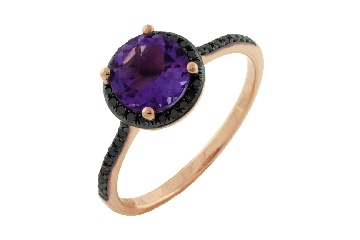BLACK DIAMOND & AMETHYST RING