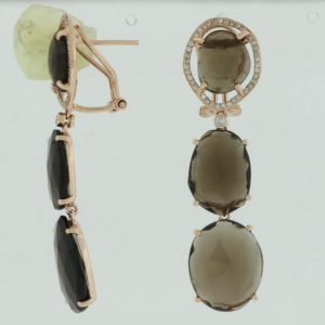 SMOKY QUARTZ & DIAMOND EARRING