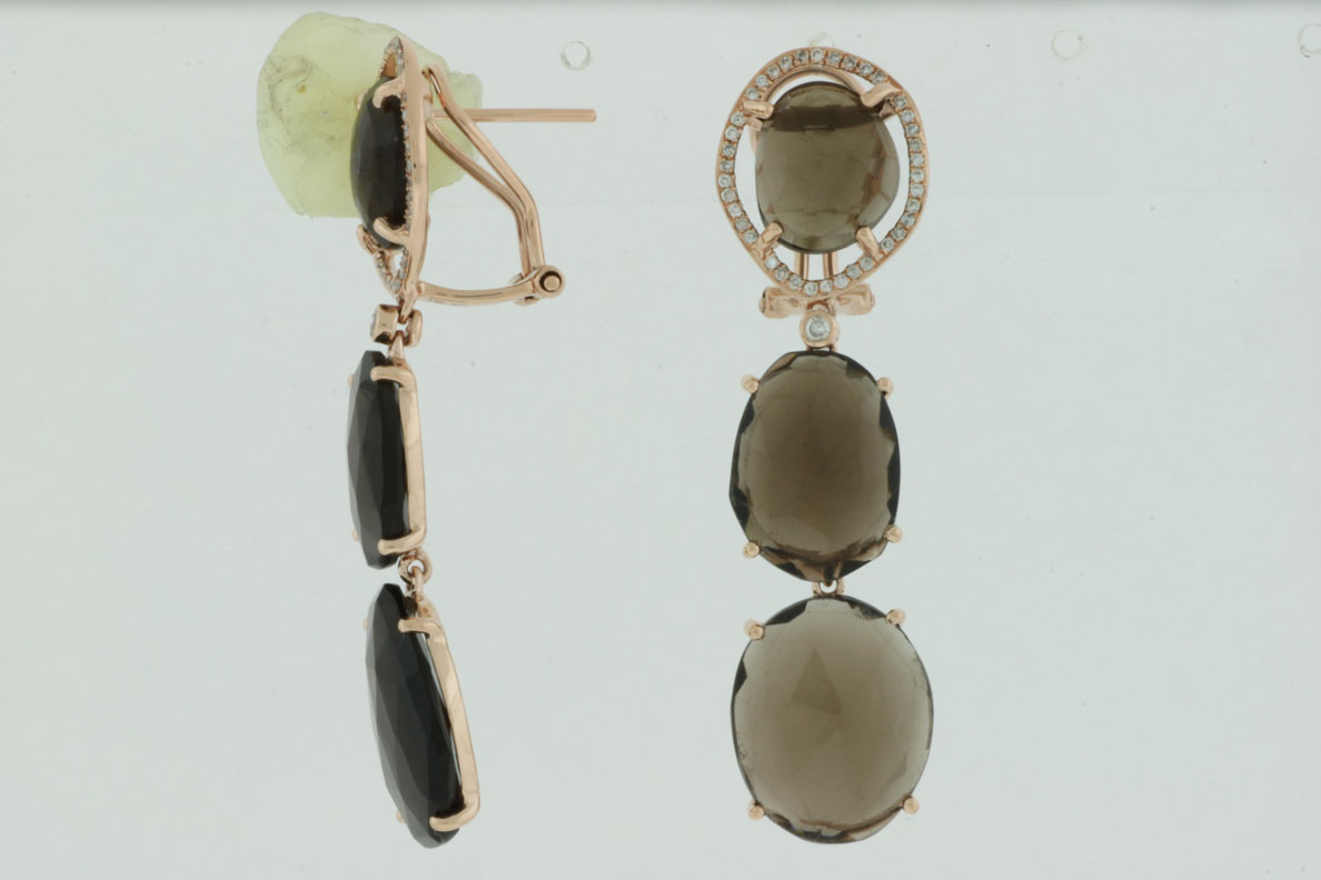 SMOKY QUARTZ & DIAMOND EARRING