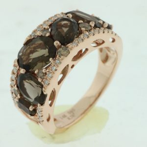 FANCY DIA & SMOKY QUARTZ RING