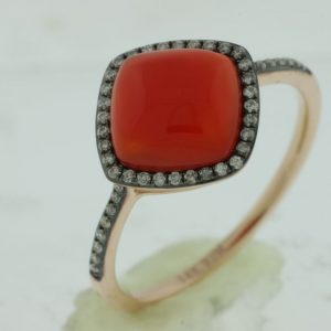 DIAMOND & RED AGATE RING