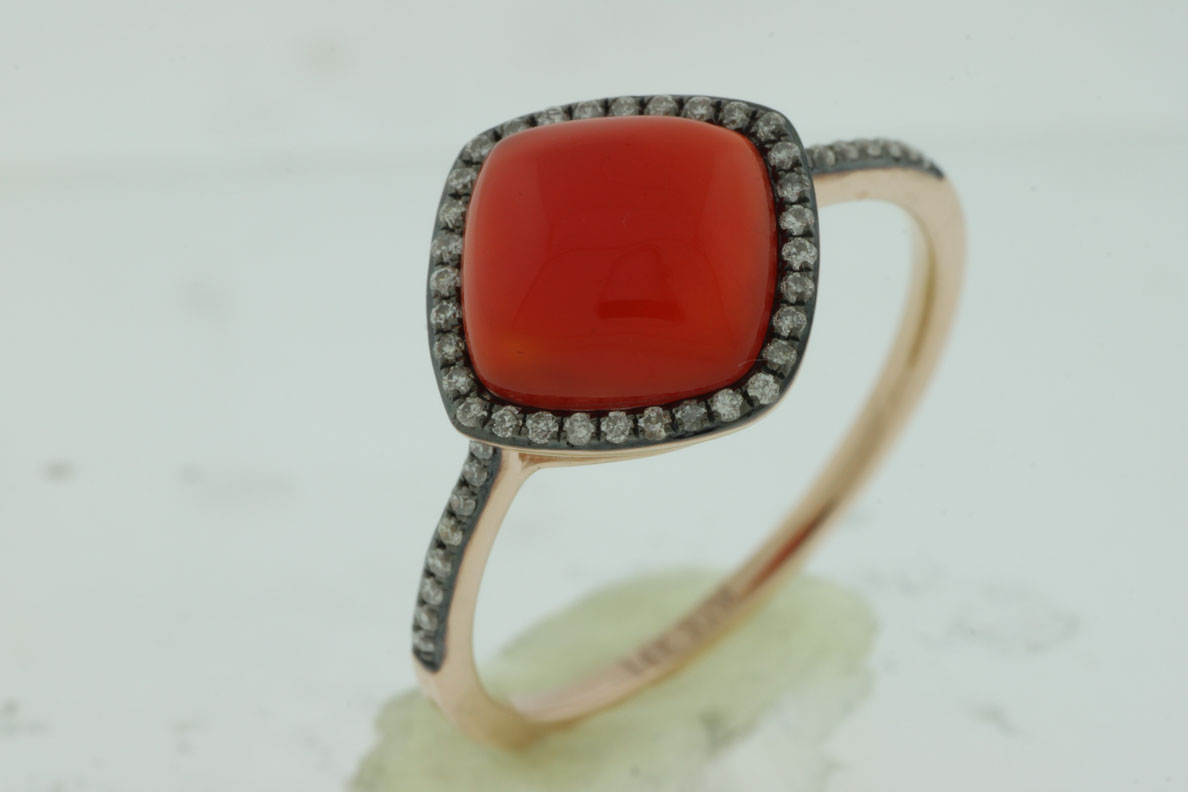 DIAMOND & RED AGATE RING