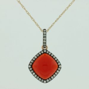 DIAMOND & RED AGATE PENDANT