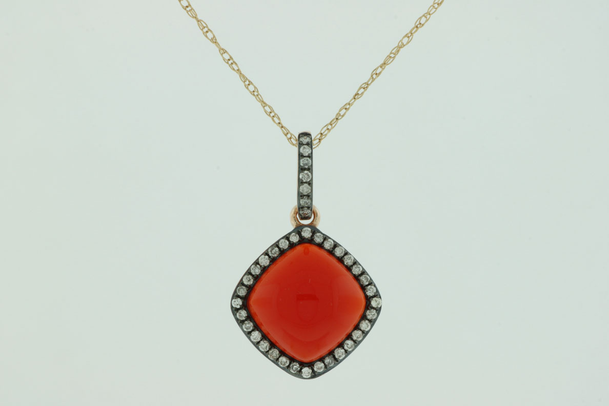 DIAMOND & RED AGATE PENDANT