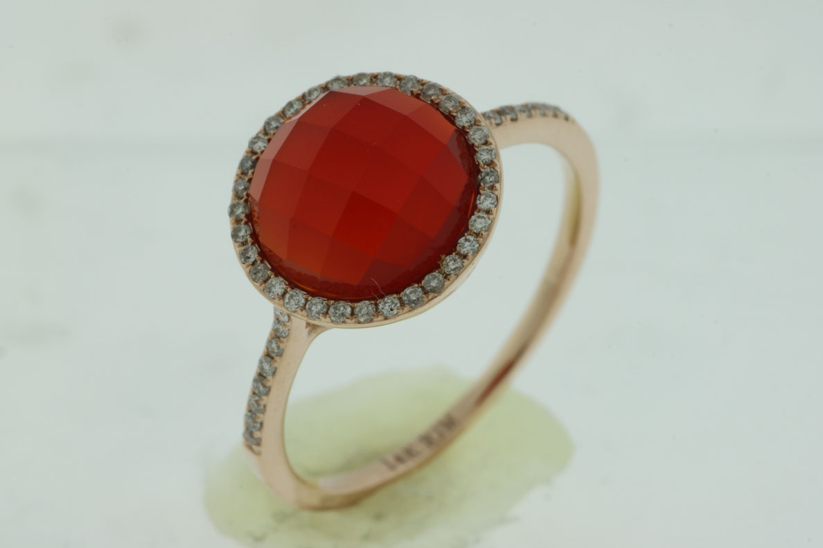 DIAMOND & RED AGATE RING