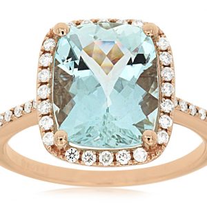 AQUAMARINE & DIAMOND RING