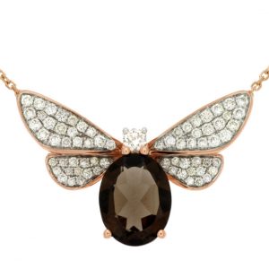SMOKY QUARTZ & DIAMOND NECKLAC
