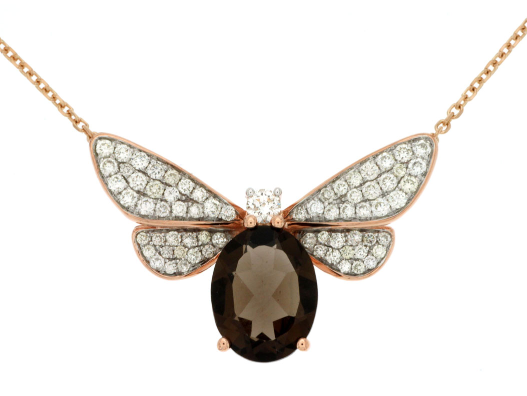 SMOKY QUARTZ & DIAMOND NECKLAC