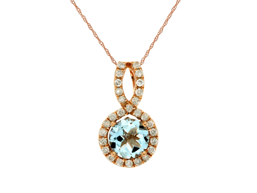 AQUAMARINE & DIAMOND PENDANT