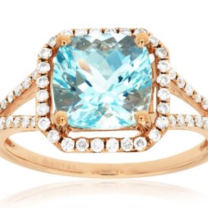 AQUAMARINE & DIAMOND RING