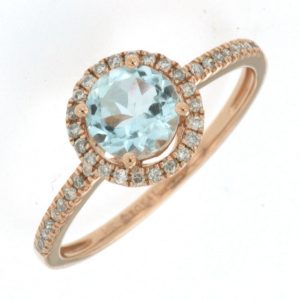 AQUAMARINE & DIAMOND RING
