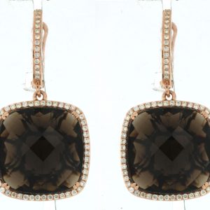 SMOKY QUARTZ & DIAMOND EARRING