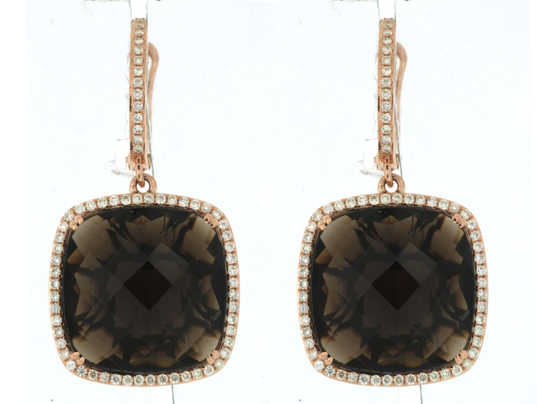 SMOKY QUARTZ & DIAMOND EARRING