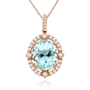 AQUAMARINE & DIAMOND PENDANT