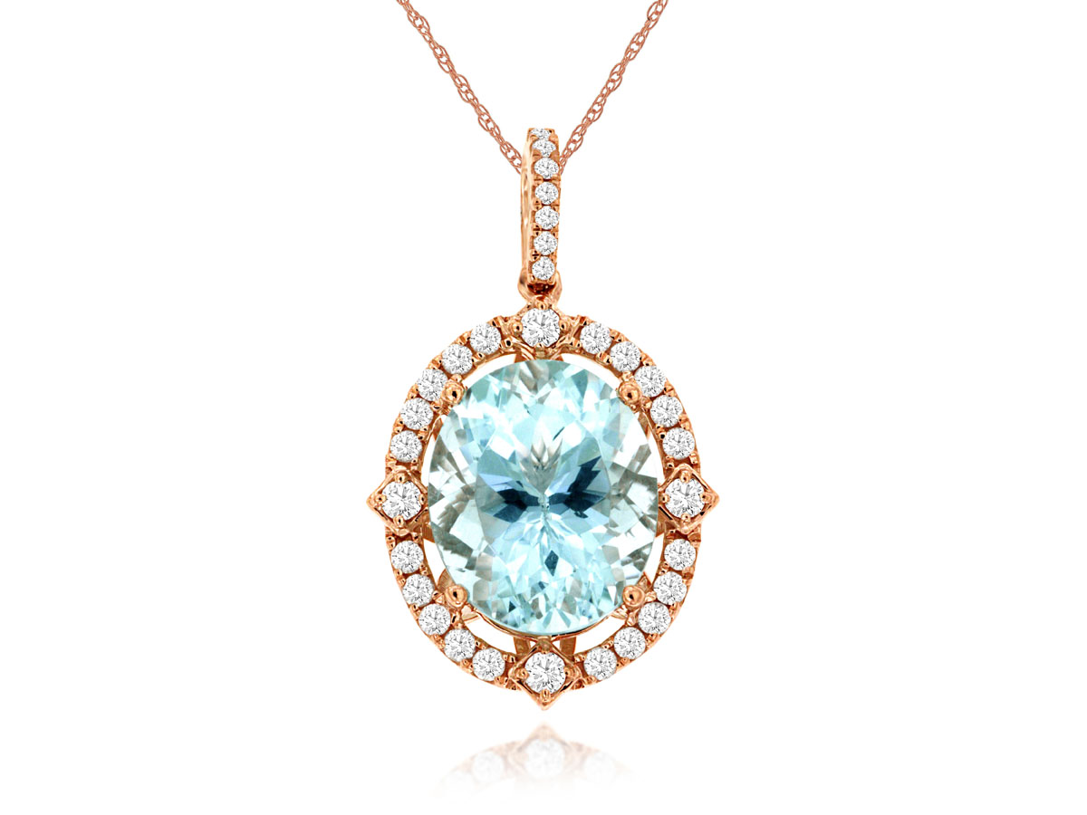 AQUAMARINE & DIAMOND PENDANT