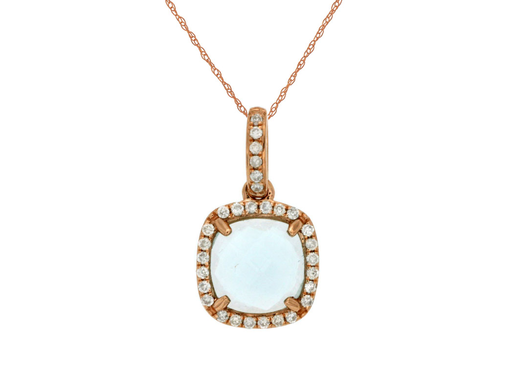 AQUAMARINE & DIAMOND PENDANT