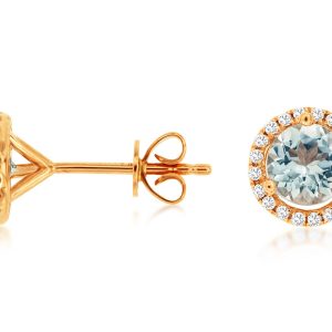 AQUA & DIAMOND HALO STUDS
