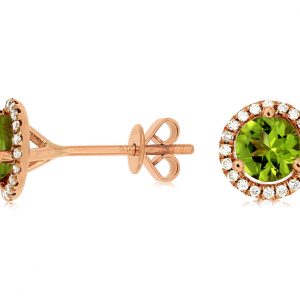 PERIDOT & DIAMOND HALO STUDS