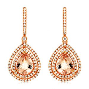 MORGANITE & DIAMOND EARRING