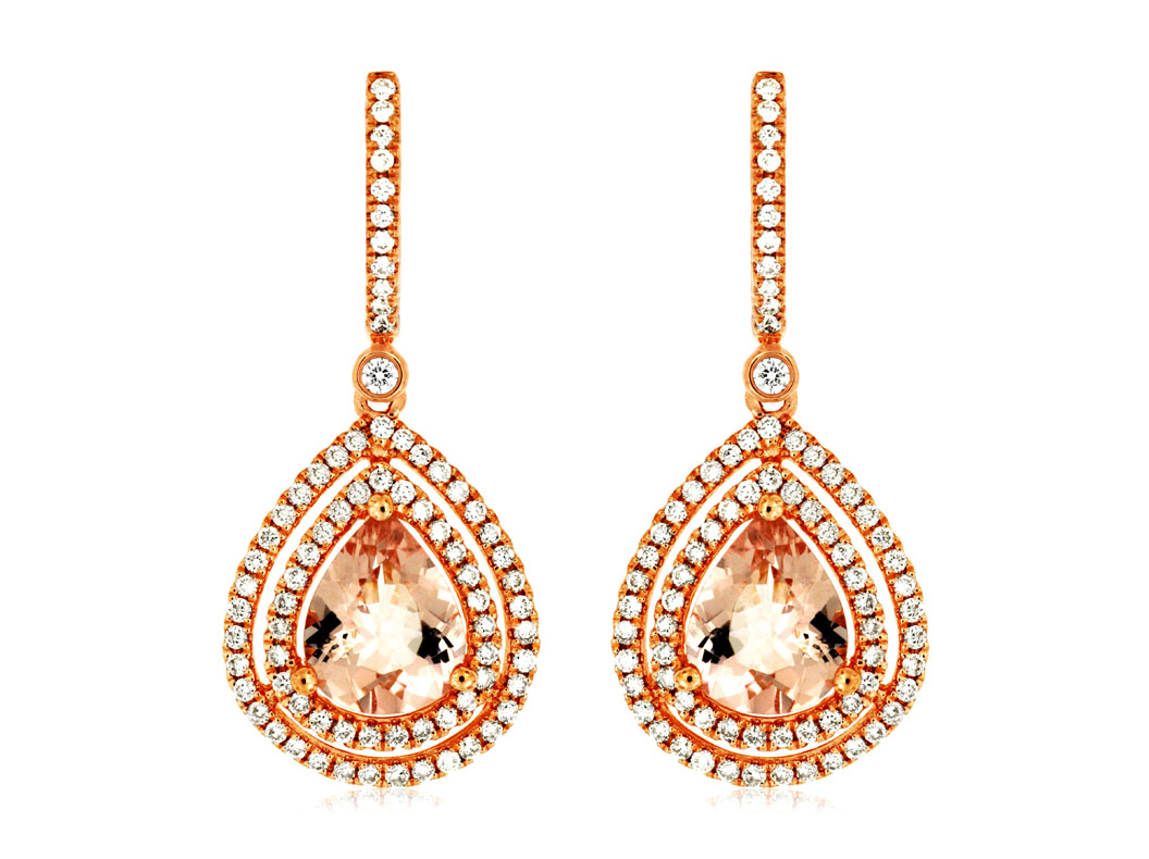 MORGANITE & DIAMOND EARRING