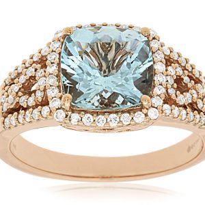 AQUAMARINE & DIAMOND RING