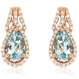 AQUAMARINE & DIAMOND EARRING