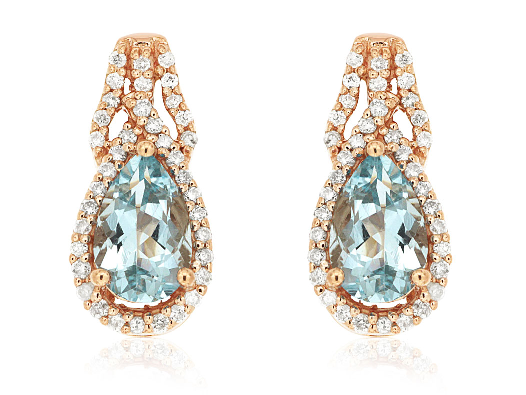 AQUAMARINE & DIAMOND EARRING