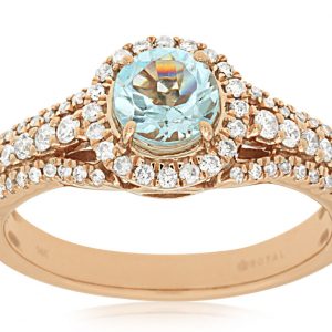AQUAMARINE & DIAMOND RING