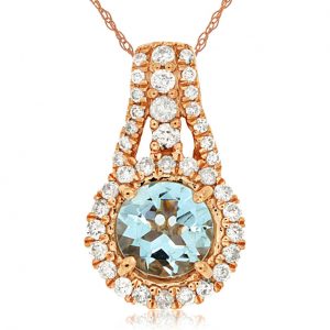 AQUAMARINE & DIAMOND PENDANT