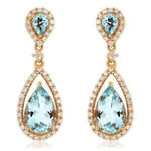 AQUAMARINE & DIAMOND EARRING