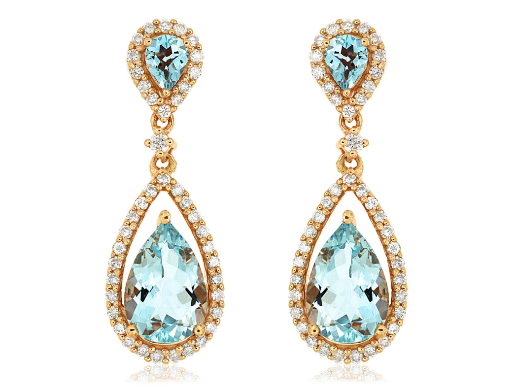 AQUAMARINE & DIAMOND EARRING