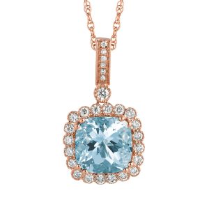 AQUAMARINE & DIAMOND PENDANT