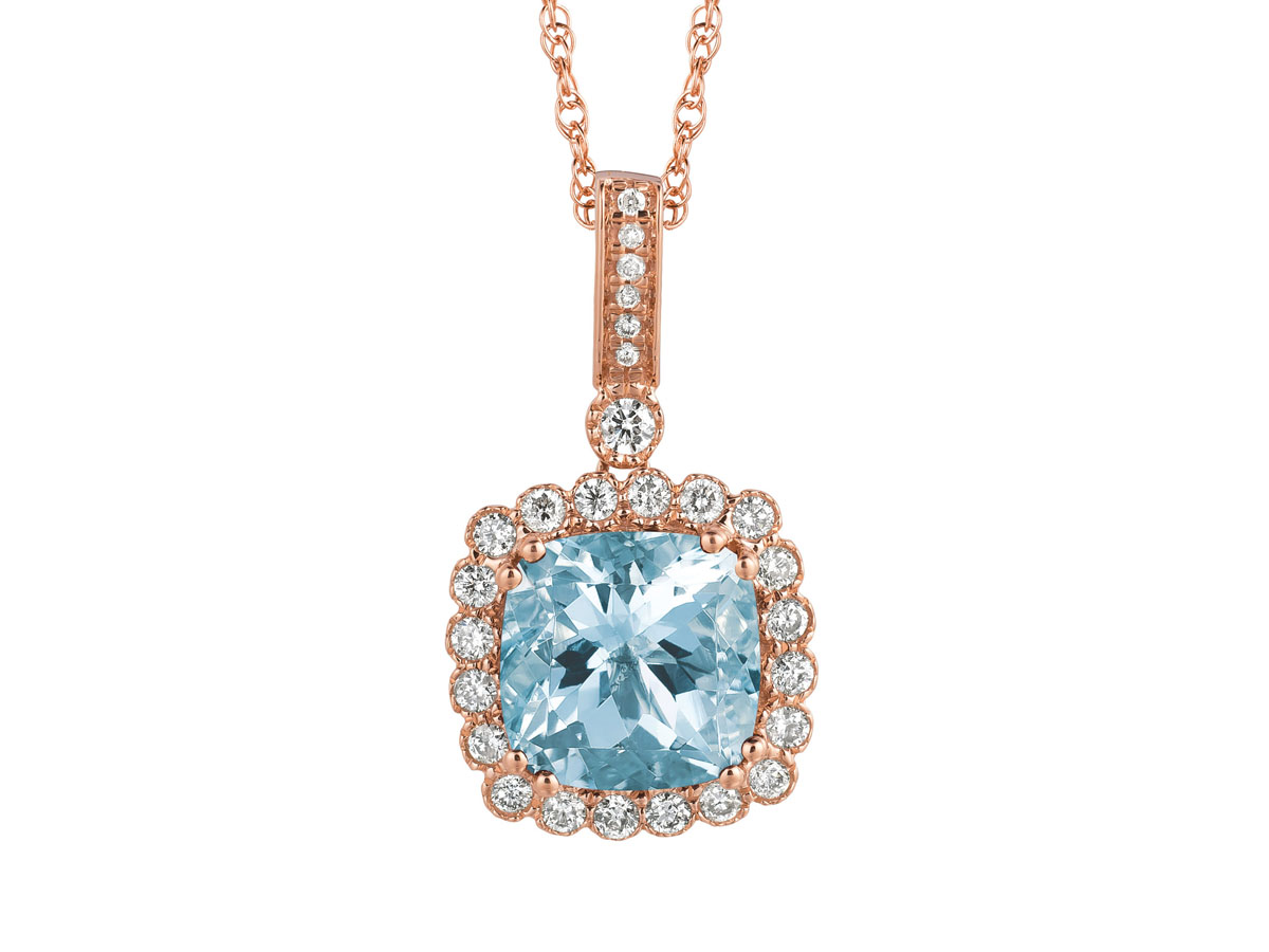 AQUAMARINE & DIAMOND PENDANT