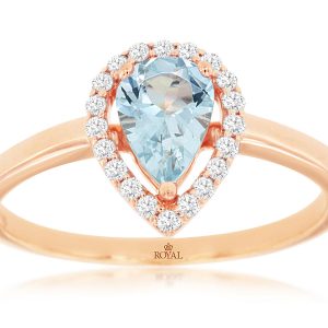 AQUAMARINE & DIAMOND RING